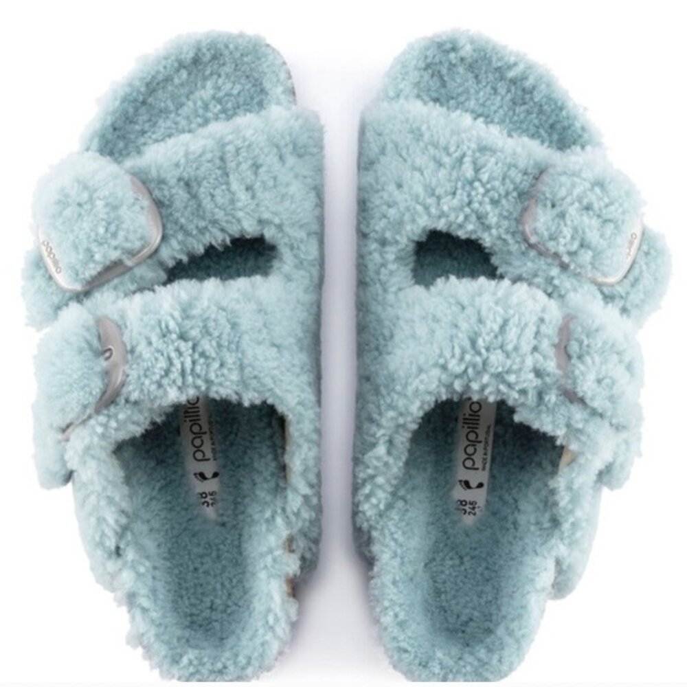 NIB Papillio by Birkenstock Womens Arizona Big Buckle Shearling Sandals Sz 6,8